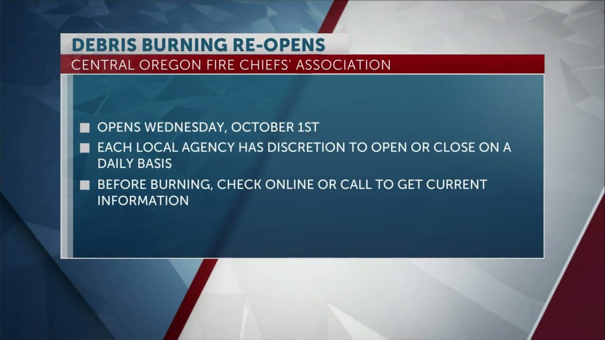 Central Oregon Fire Chiefs’ Association to open debris burning Wednesday