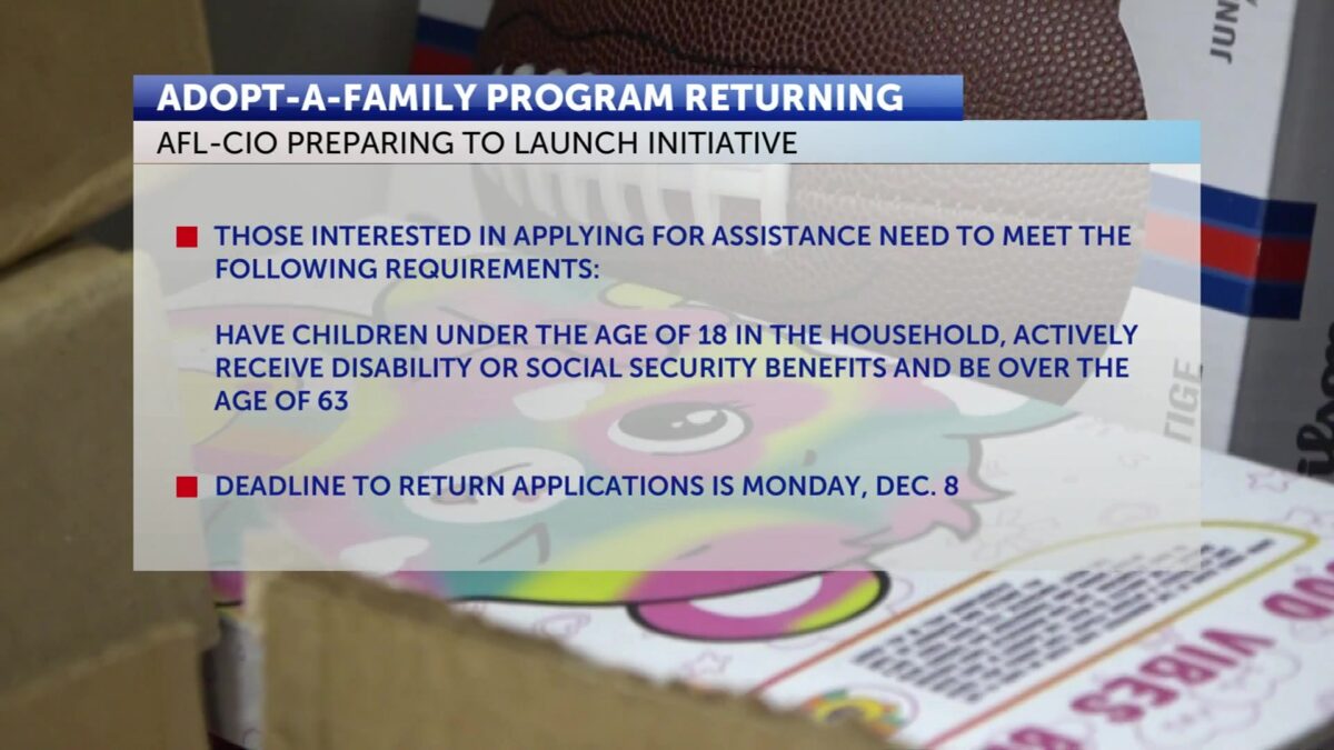 Applications open for AFL-CIO Adopt-a-Family program