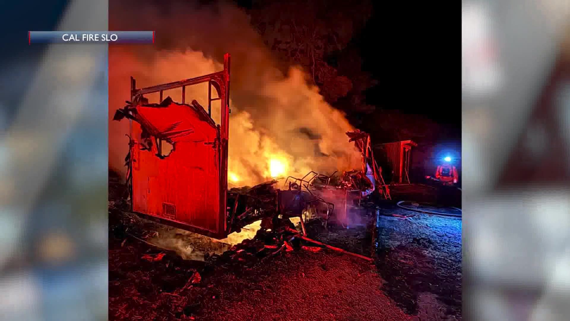 Crews put out one acre vegetation fire after trailer set ablaze