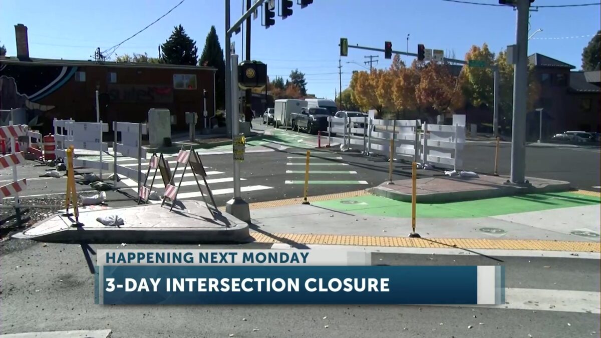 Partially open downtown Bend intersection to fully close for three days for final sewer work