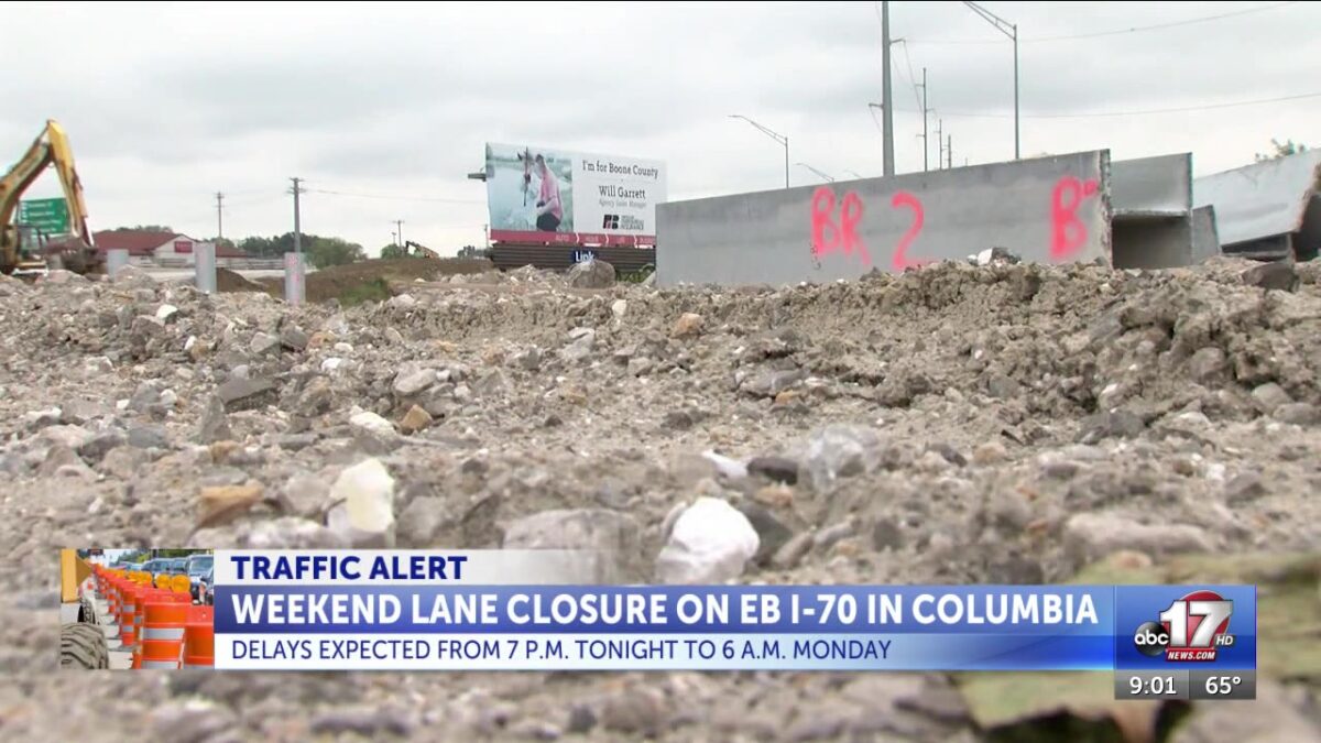 One lane of eastbound I-70 to close over the weekend in Columbia