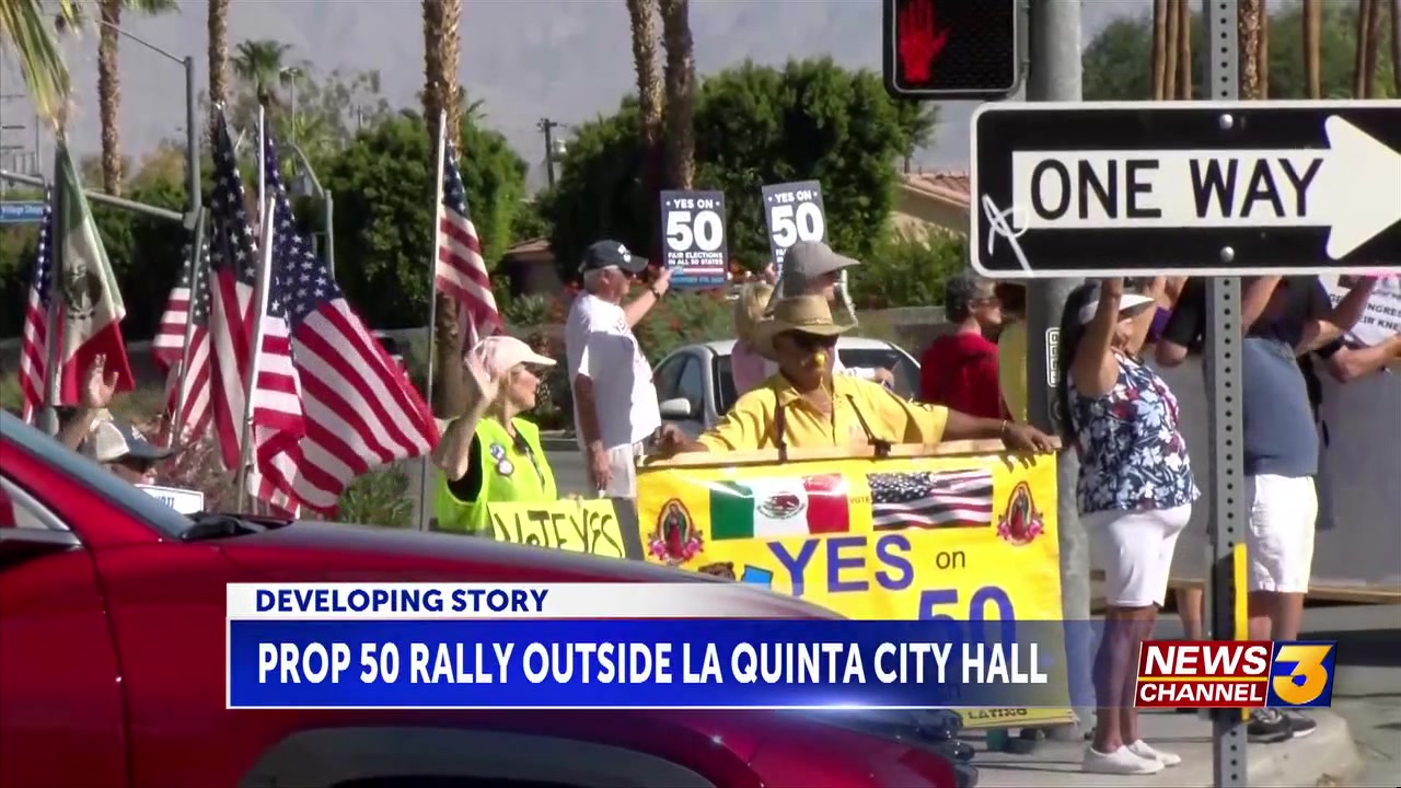 Activists rally in La Quinta to support Prop. 50 amid California redistricting battle