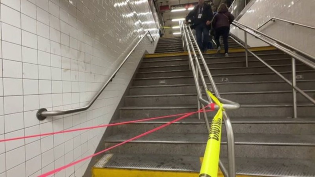 A newborn baby girl was found wrapped in a sheet at a subway station during the morning rush in Manhattan