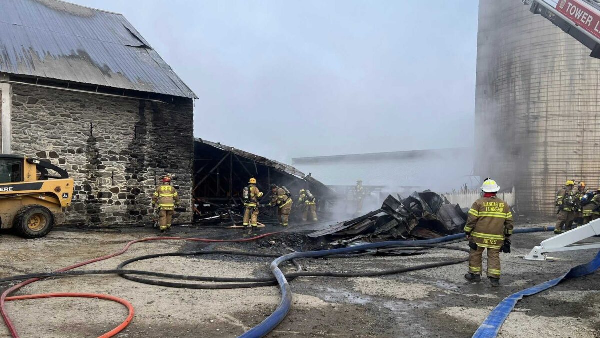 Emergency dispatch says crews were called to a barn fire in Lancaster County Sunday morning.