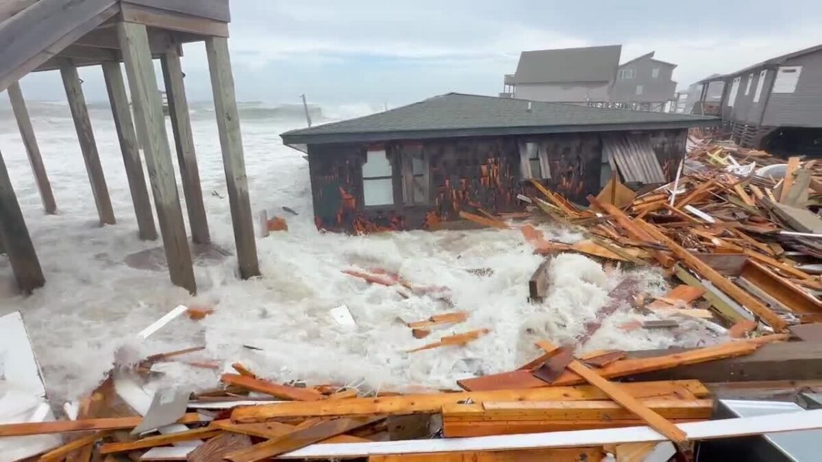 Five oceanfront homes in Buxton collapsed into the water on Tuesday