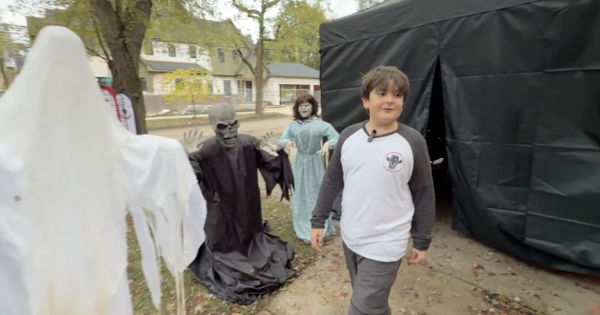 The front yard of their home has been transformed into a homemade haunted house.