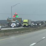 Tractor-trailer crash causes traffic jam on I-29