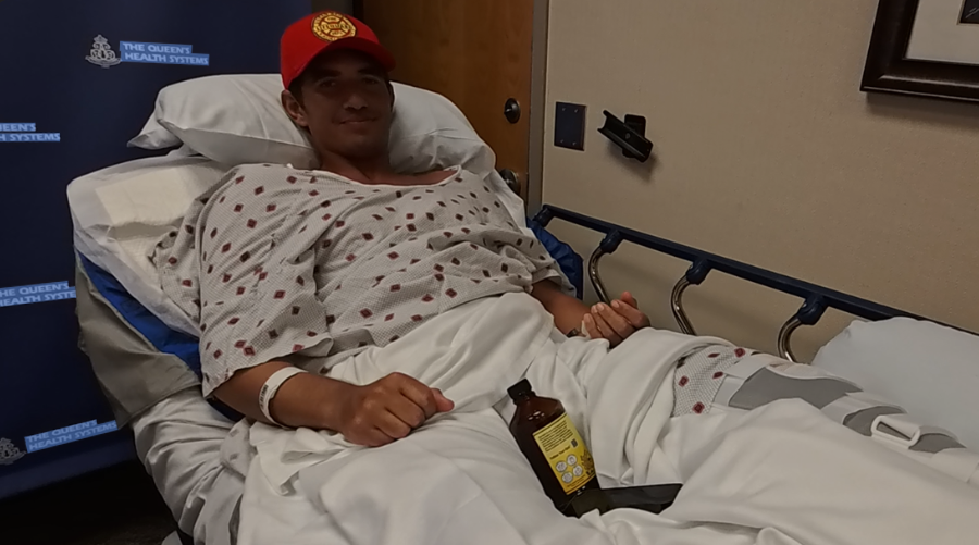 A Kauai lifeguard recounted the terrifying moment when a shark severed his leg while he was surfing at Hanalei Bay.