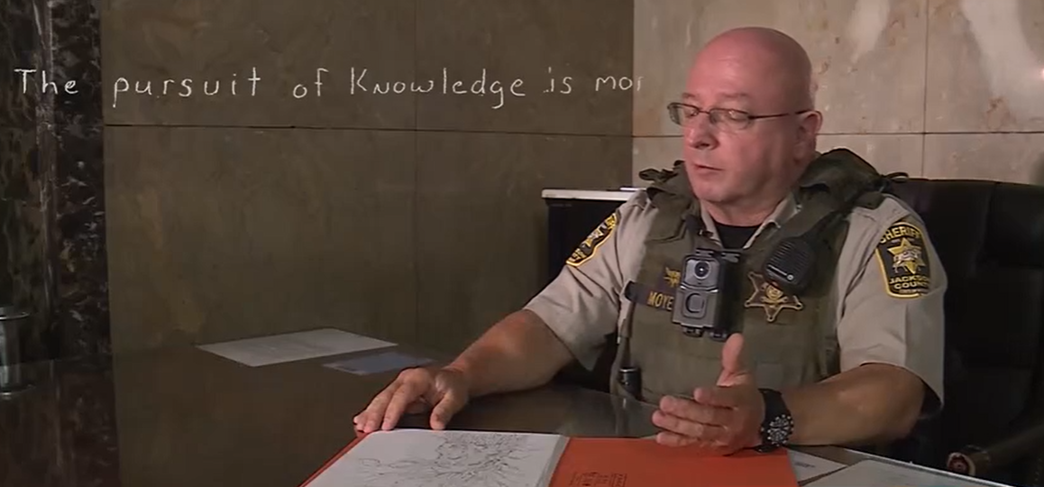 The artwork is created by Jackson County Sheriff’s Deputy Rodney Moyer