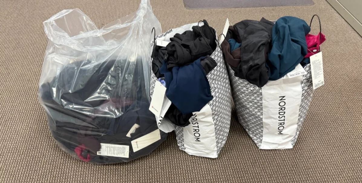 Items that police said were recovered from a Lululemon theft at a store in San Mateo's Hillsdale Mall on Nov. 26