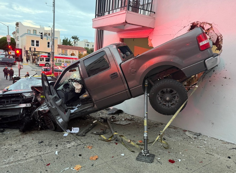 San Francisco fire crews responded on November 18 to the scene of a truck that went into a building