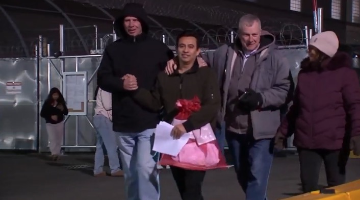 A restaurant owner from New Jersey walked out of an ICE detention facility in Newark after being held there for weeks. He's been in the United States for decades