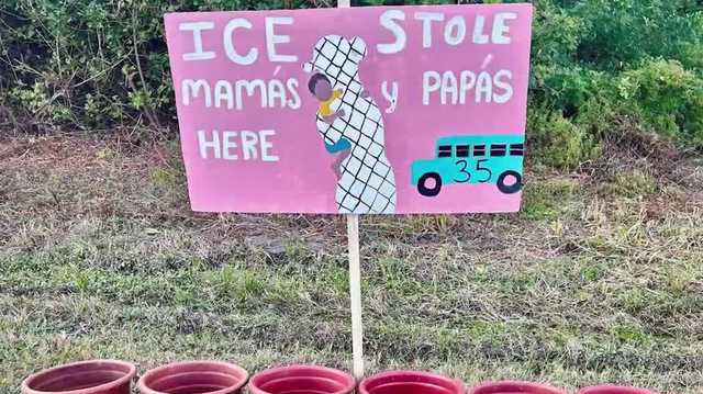 A memorial set up by local artists in Immokalee to honor 35 people whose families say were detained by ICE was removed just a day after its installation near Camp Keais Road