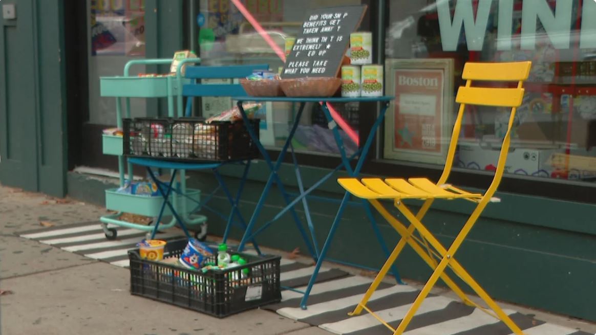 An East Boston corner grocery store is generating donations after a tongue in cheek sign out front of the store voiced their displeasure for the loss of SNAP benefits and spoke of their support for those impacted. The sign includes a certain
