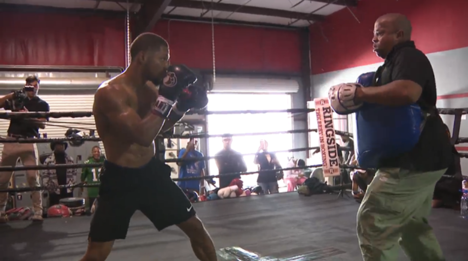 Boxer Brian Norman Jr. practices inside his Ellenwood gym.