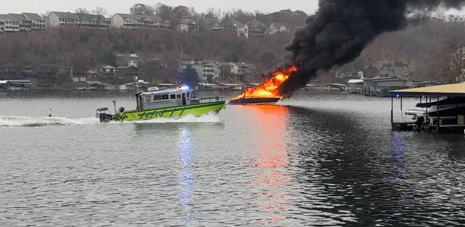 Boat catches fire on Lake of the Ozarks