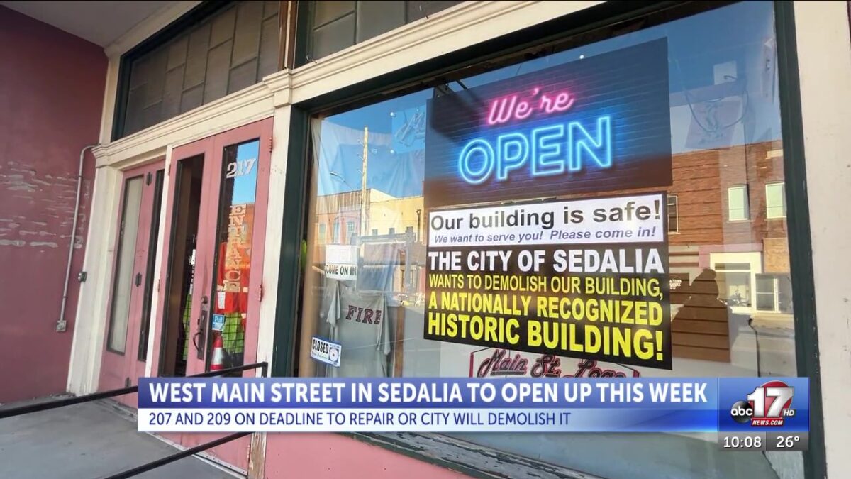 200 block of West Main Street in Sedalia to reopen after months of being closed