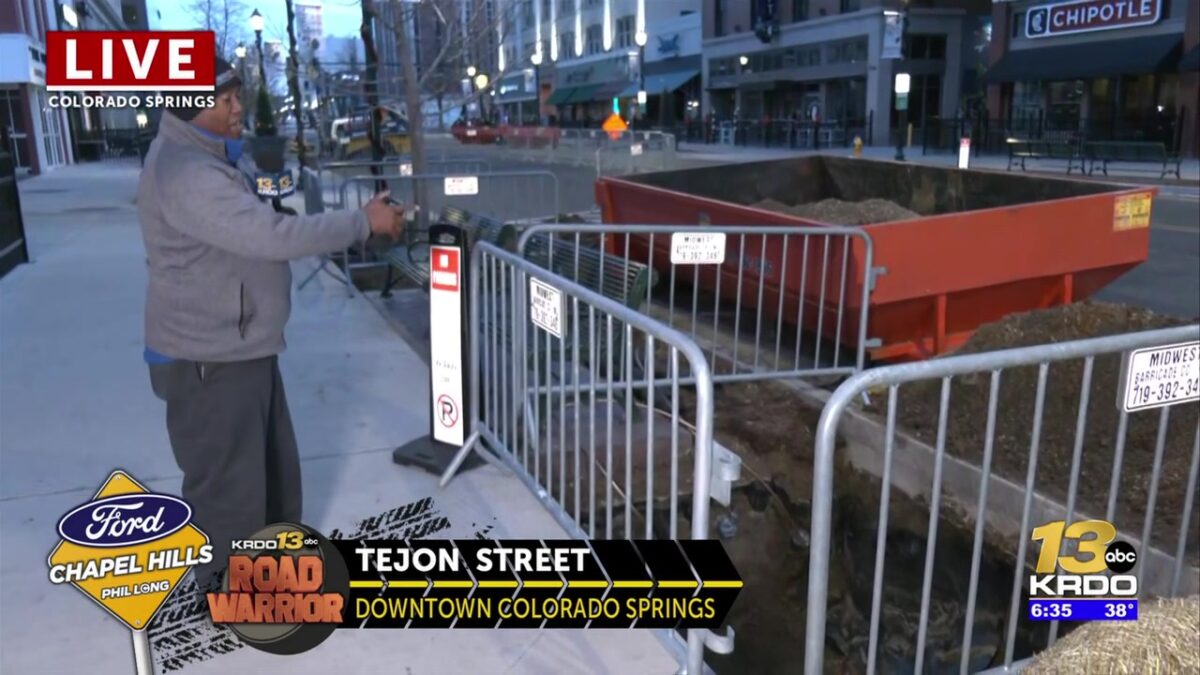 New trees being planted this week along Tejon Street improvements project in downtown Colorado Springs