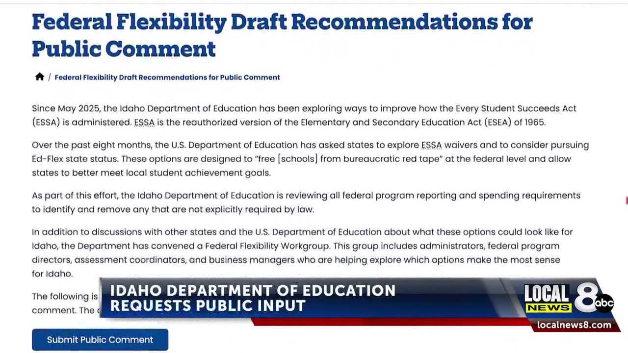 Idaho Department of Education seeks public input on draft plan to free schools from red tape at the federal level