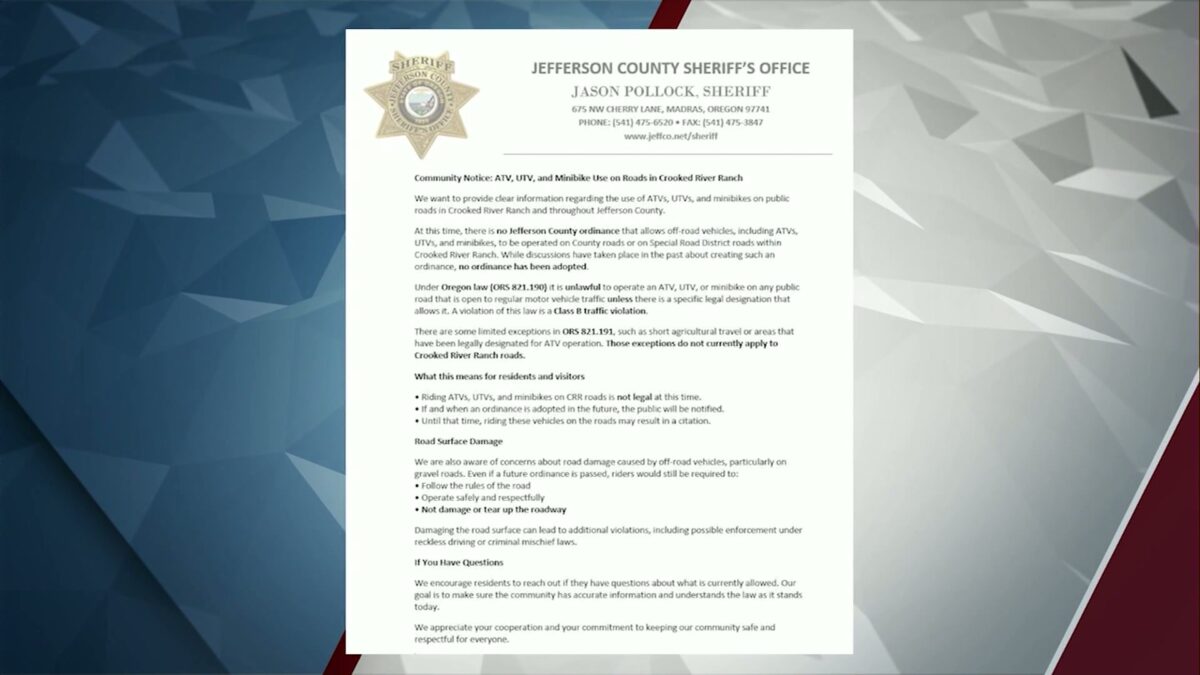 Crooked River Ranch takes straw poll on ATV road access; Jefferson County officials still considering draft ordinance