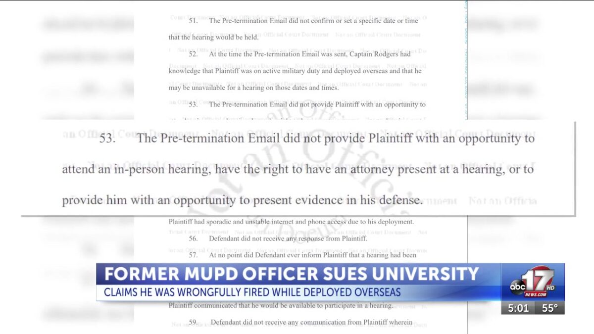 Former University of Missouri officer sues over firing while deployed overseas