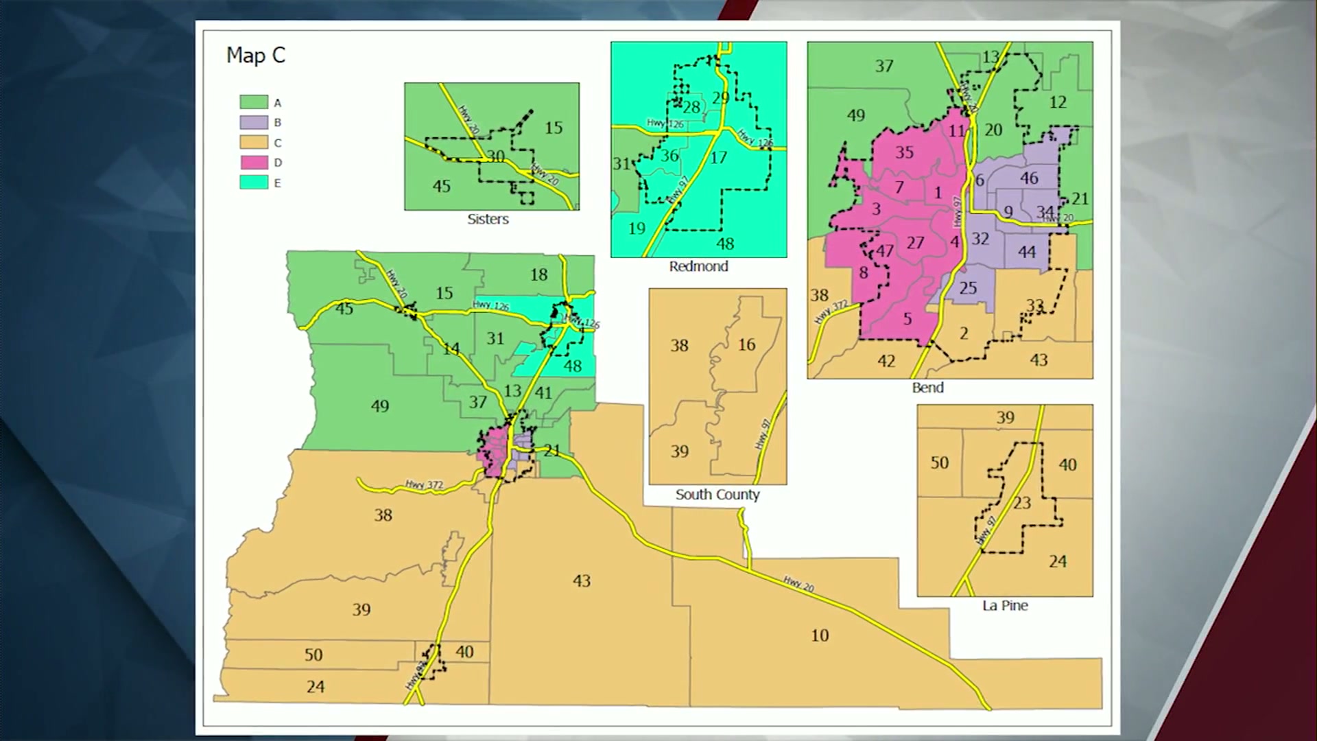 Deschutes County commissioners to take up proposed five-district map