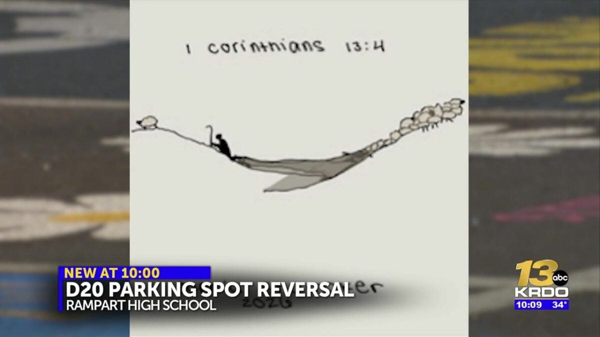 Rampart High School senior granted permission to paint religious message on parking spot