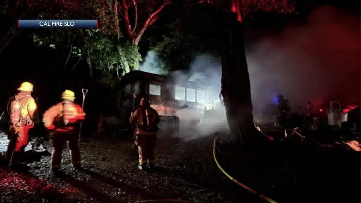 Person treated for smoke inhalation after San Luis Obispo bus fire