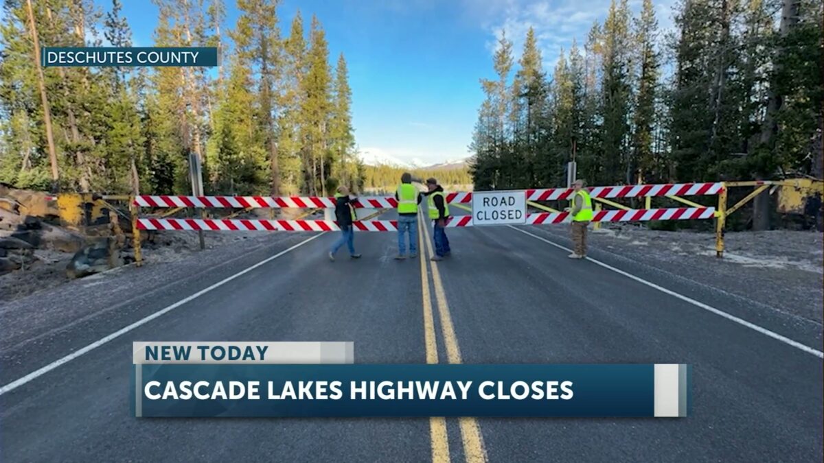Sign of the season: Deschutes County road crews close gates on Cascade Lakes Highway