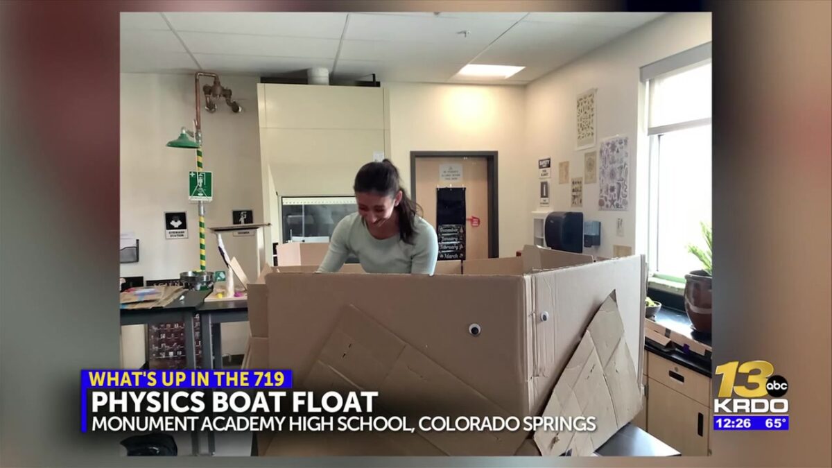 Sink or swim: high school physics class racing in cardboard boats to test their knowledge