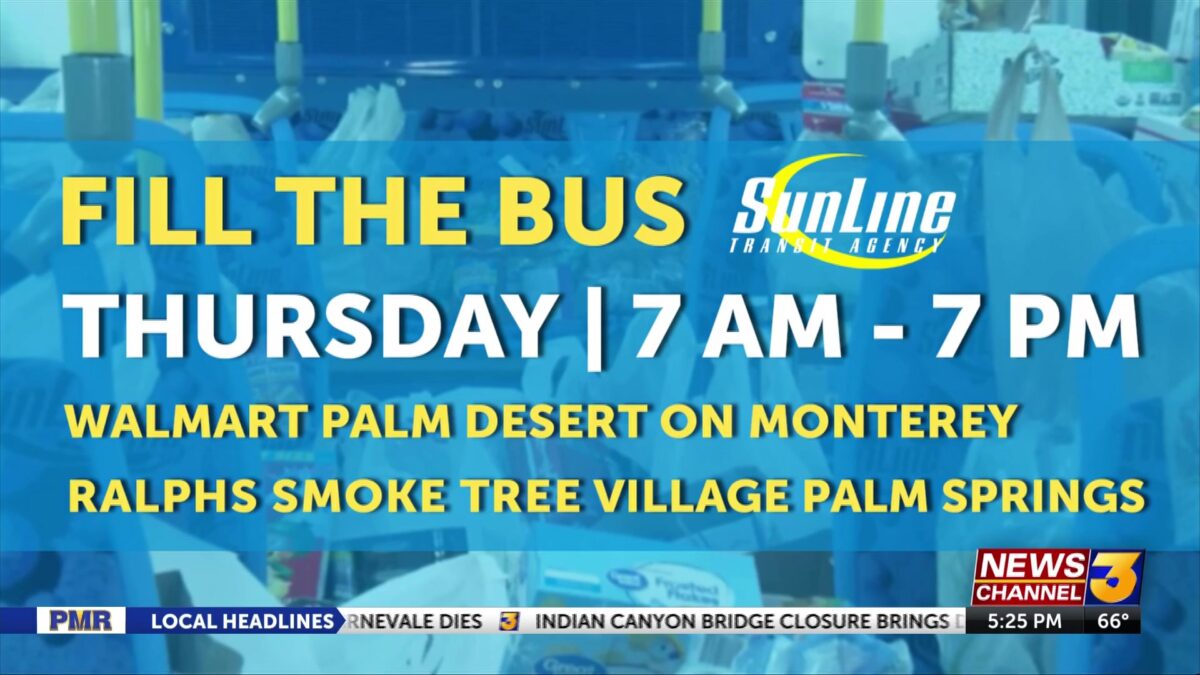 Assist local families this holiday season by helping News Channel 3 and SunLine ‘Fill the Bus’