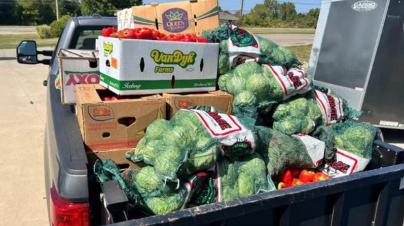 Produce grown in a Michigan correctional facility sits in a truck.