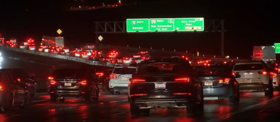 More than half of the northbound side of the freeway was covered with mud and debris at one point