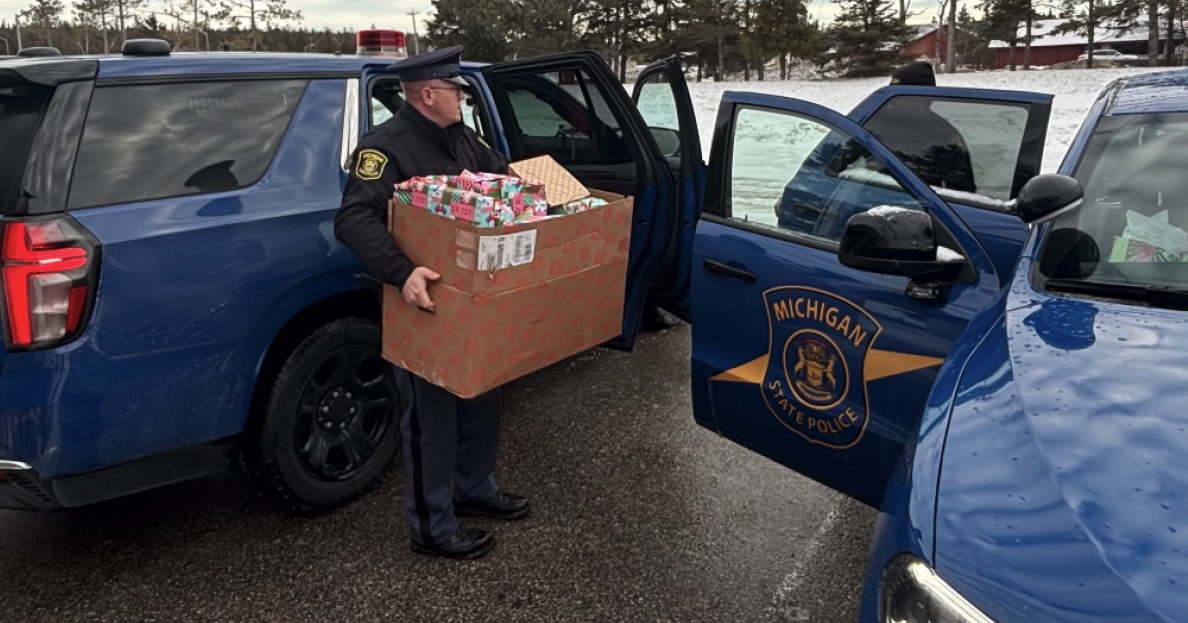 State troopers drove 600 miles to deliver Christmas gifts to a 2-year-old girl battling cancer at Mott Children's Hospital in Ann Arbor