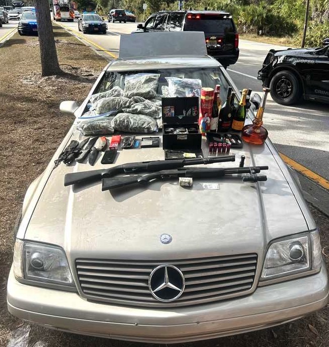Items found after a search of the stolen 1999 Mercedes-Benz SL.