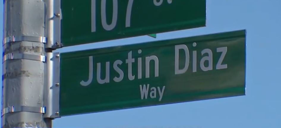 A street in Queens was renamed for recent college graduate Justin Diaz who was killed in a violent crash.