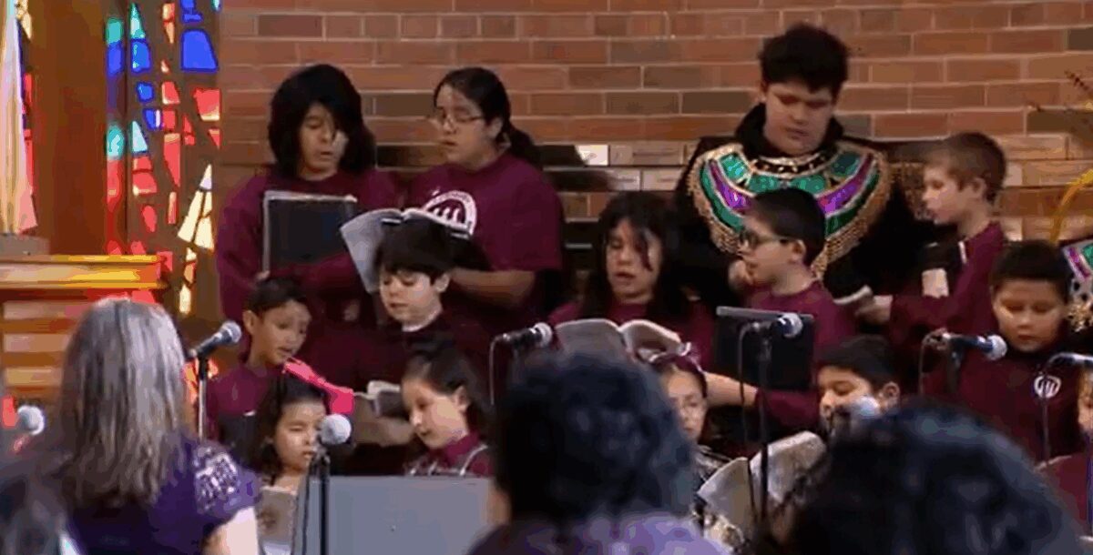 People carried roses to lay at the statue of Our Lady of Guadalupe. Every December