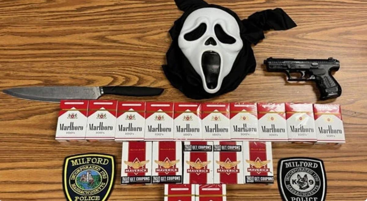 The "Ghostface" mask the suspect was wearing