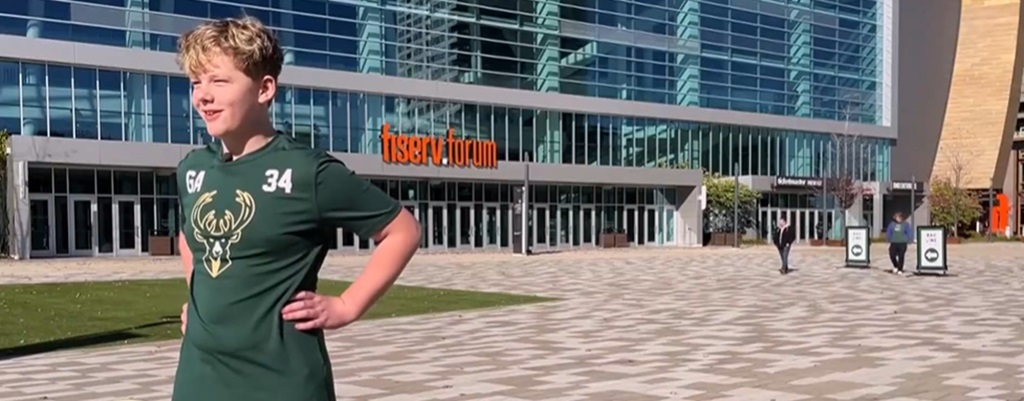 Standing in front of Fiserv Forum