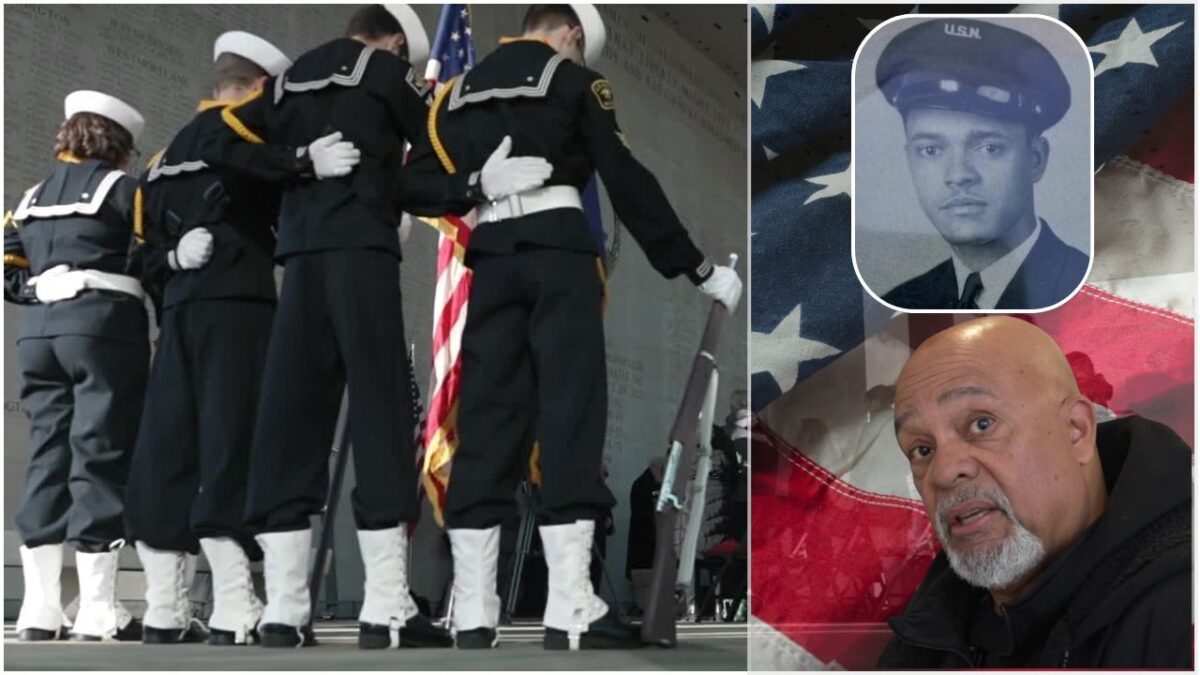 Army veteran Frank Bland honors his father's survival aboard USS Tennessee during the Dec. 7