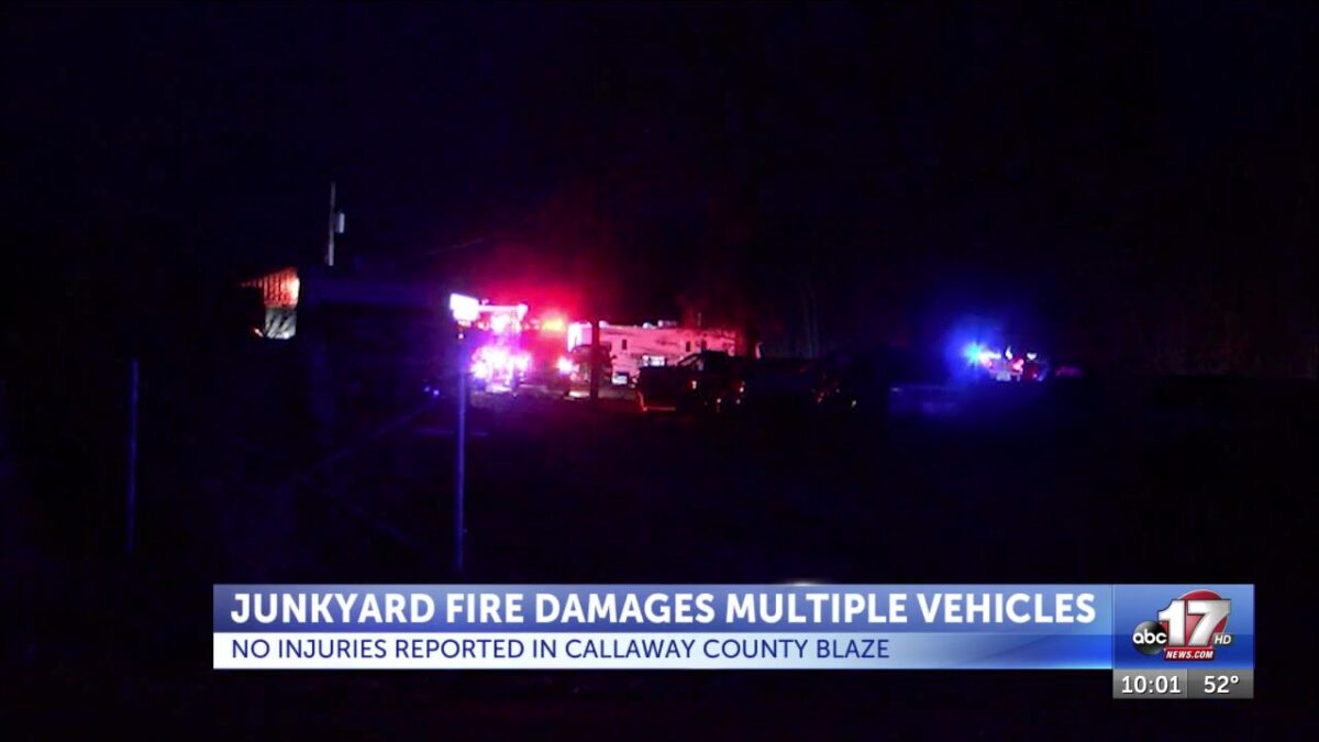 Junkyard fire damages multiple vehicles