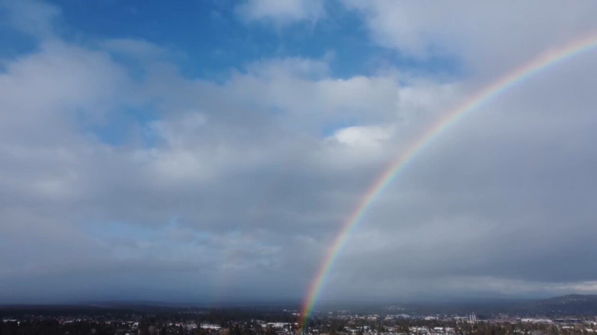 Watch: Soar through the sky as a full rainbow -even a double – arcs over Bend