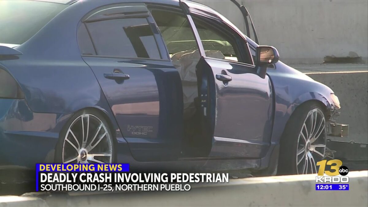 Fatal crash involving pedestrian closes two miles of southbound I-25 in northern Pueblo