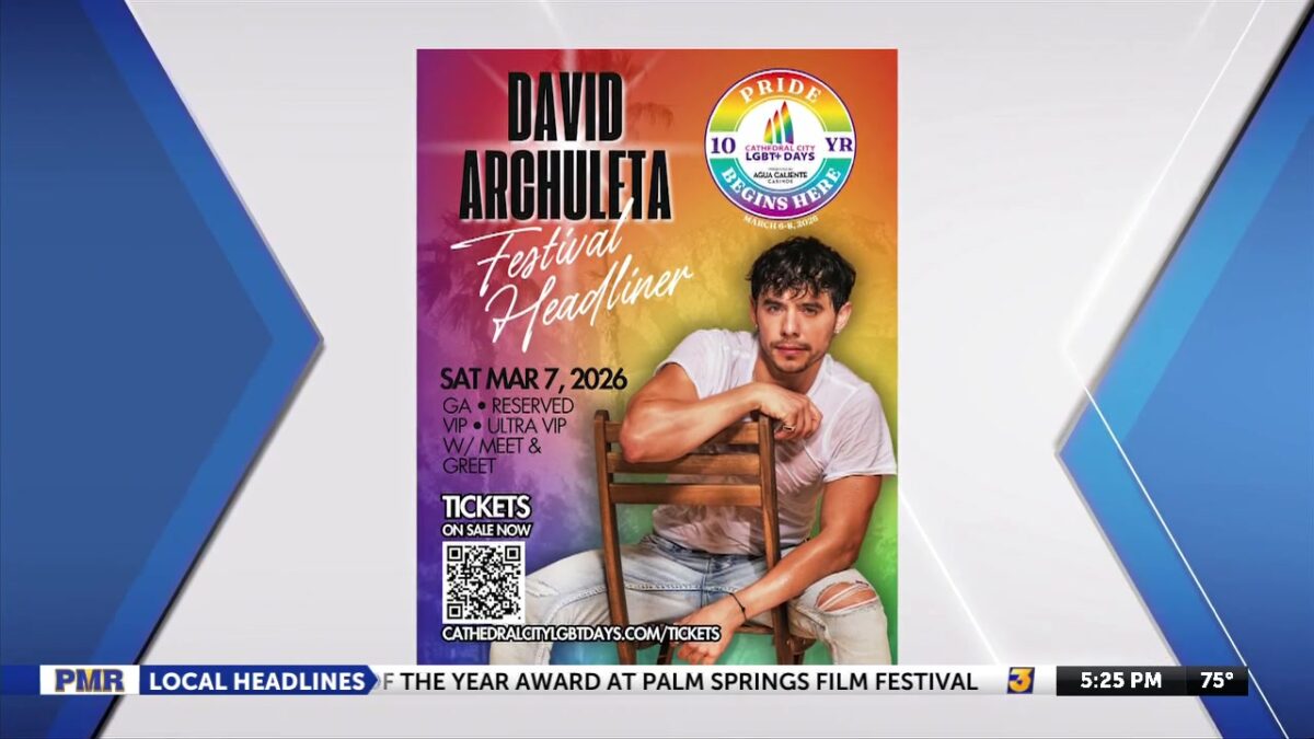 Popstar David Archuleta set to headline 10th annual Cathedral City LGBT+ Days
