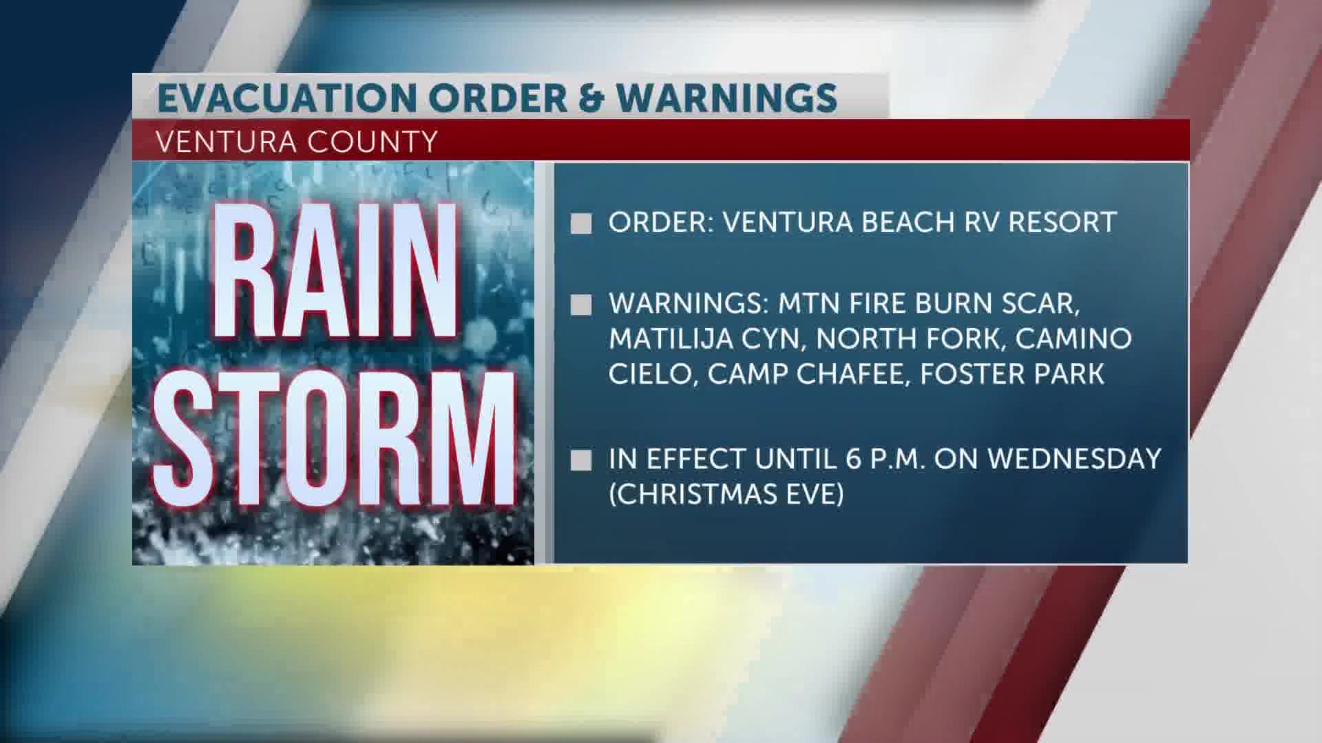 Ventura County Emergency Office issues evacuation order for Ventura Beach