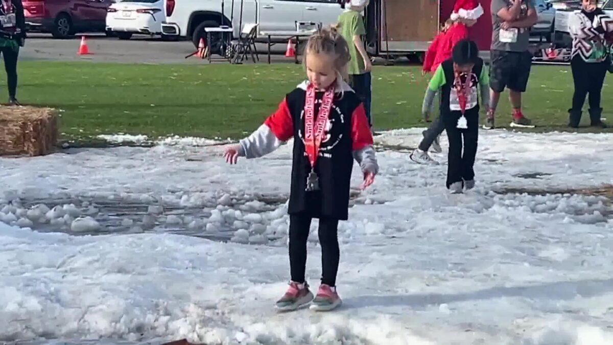Children Enjoy Final Snow at Channel Islands Harbor