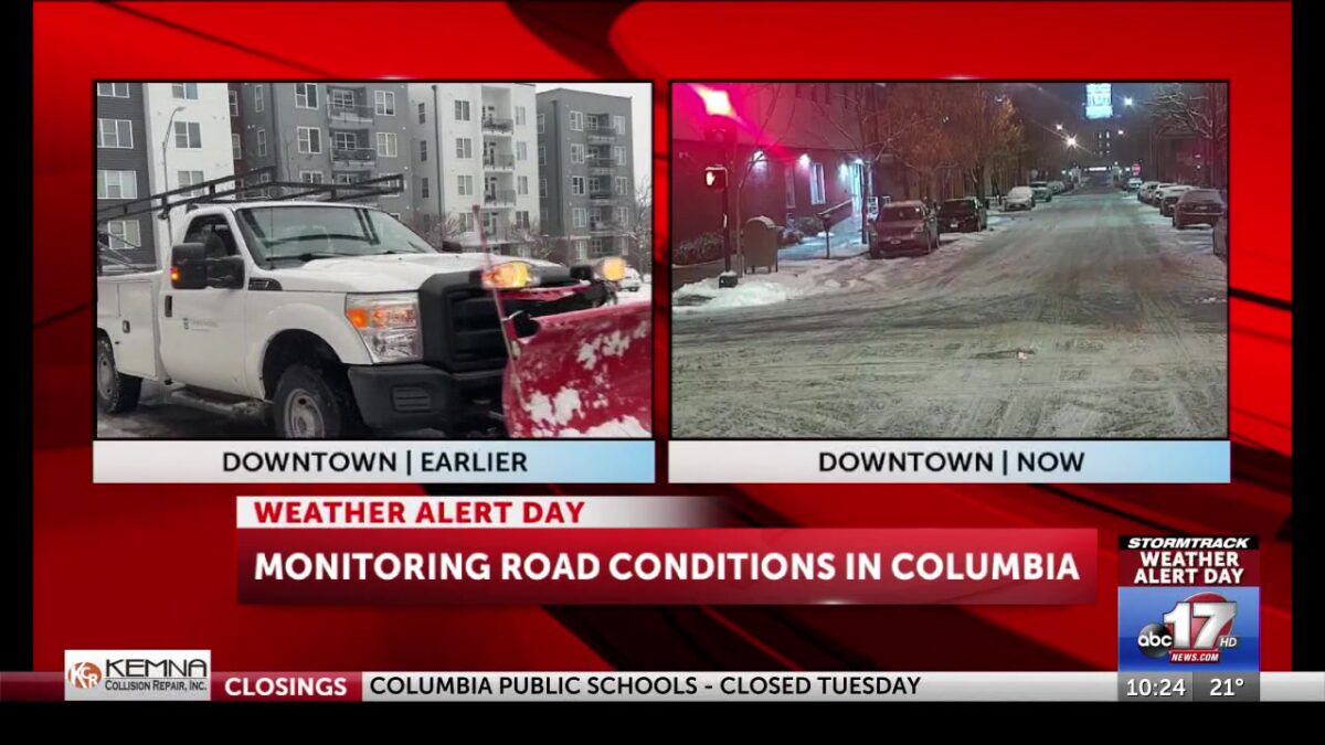 Monday snowfall covers Mid-Missouri roads