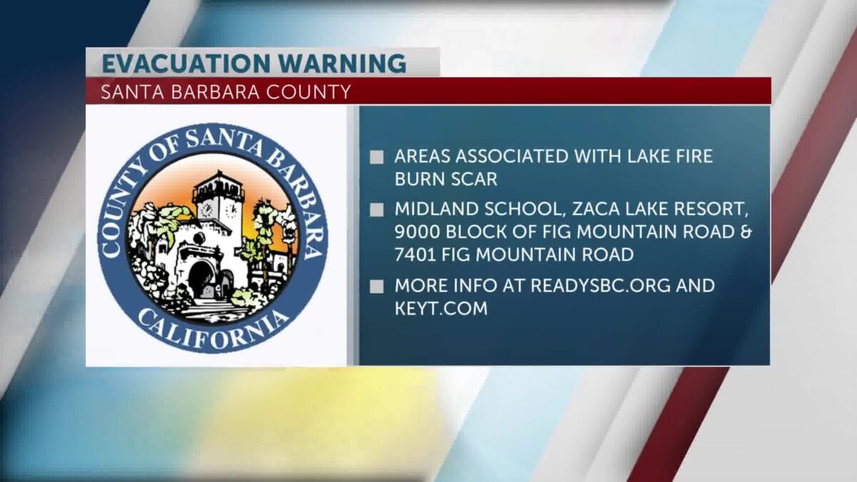Santa Barbara County issues evacuation warning for upcoming storms