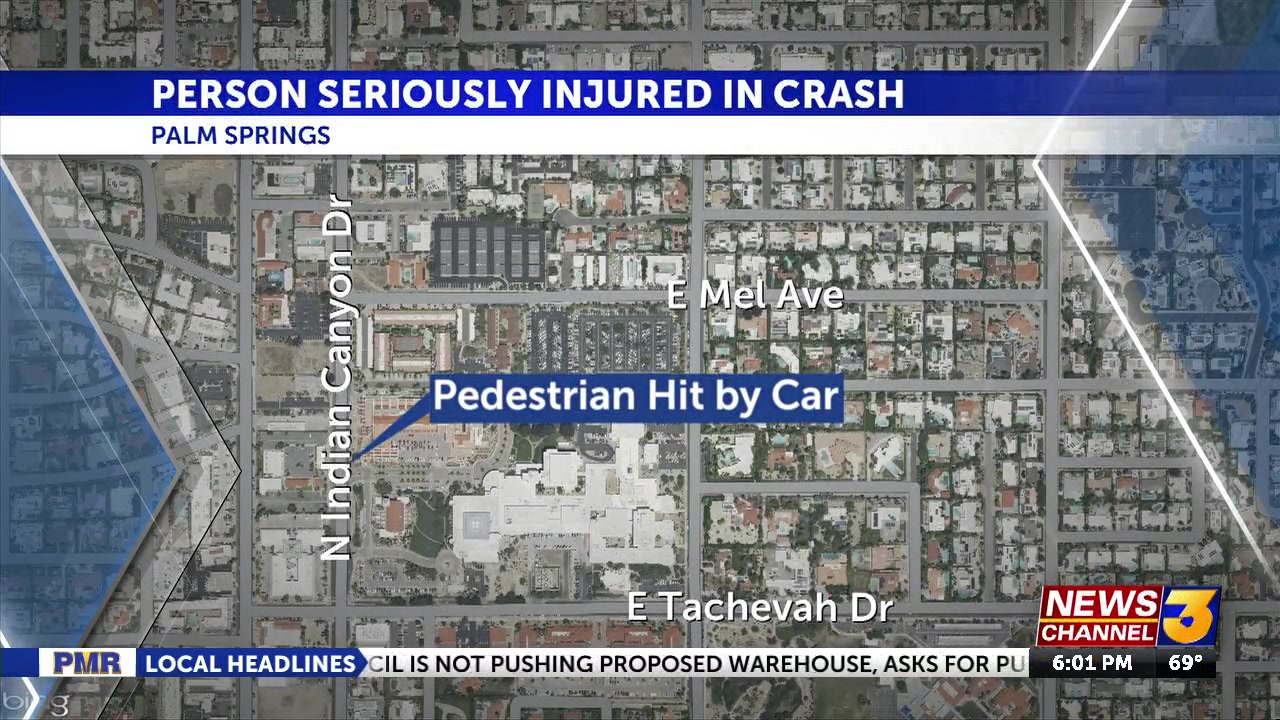 Pedestrian hospitalized after being struck by car in Palm Springs