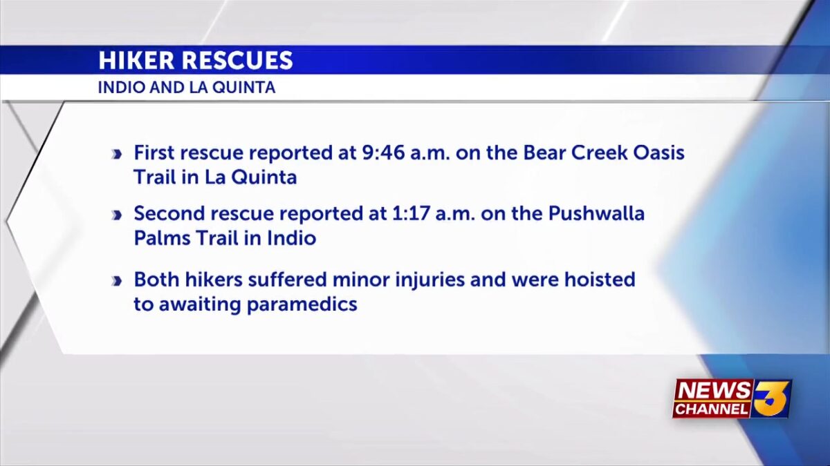 Helicopter rescues injured hiker on Bear Creek Oasis Trail in La Quinta